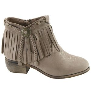 New Taupe Fringe Western Ankle Boots Booties